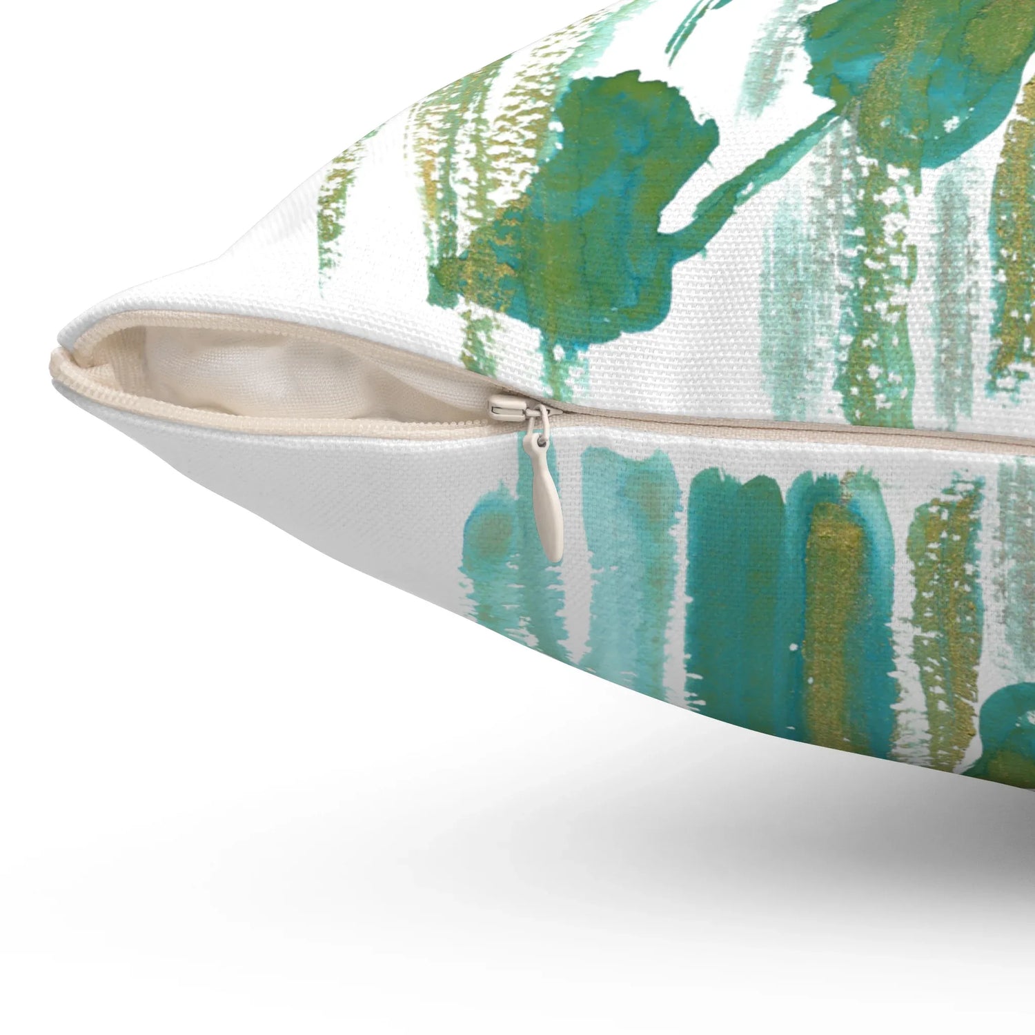 Square Throw Pillow Veine Verte — Minimal Brushstroke Accent - Laure Leprince - Artiste Peintre