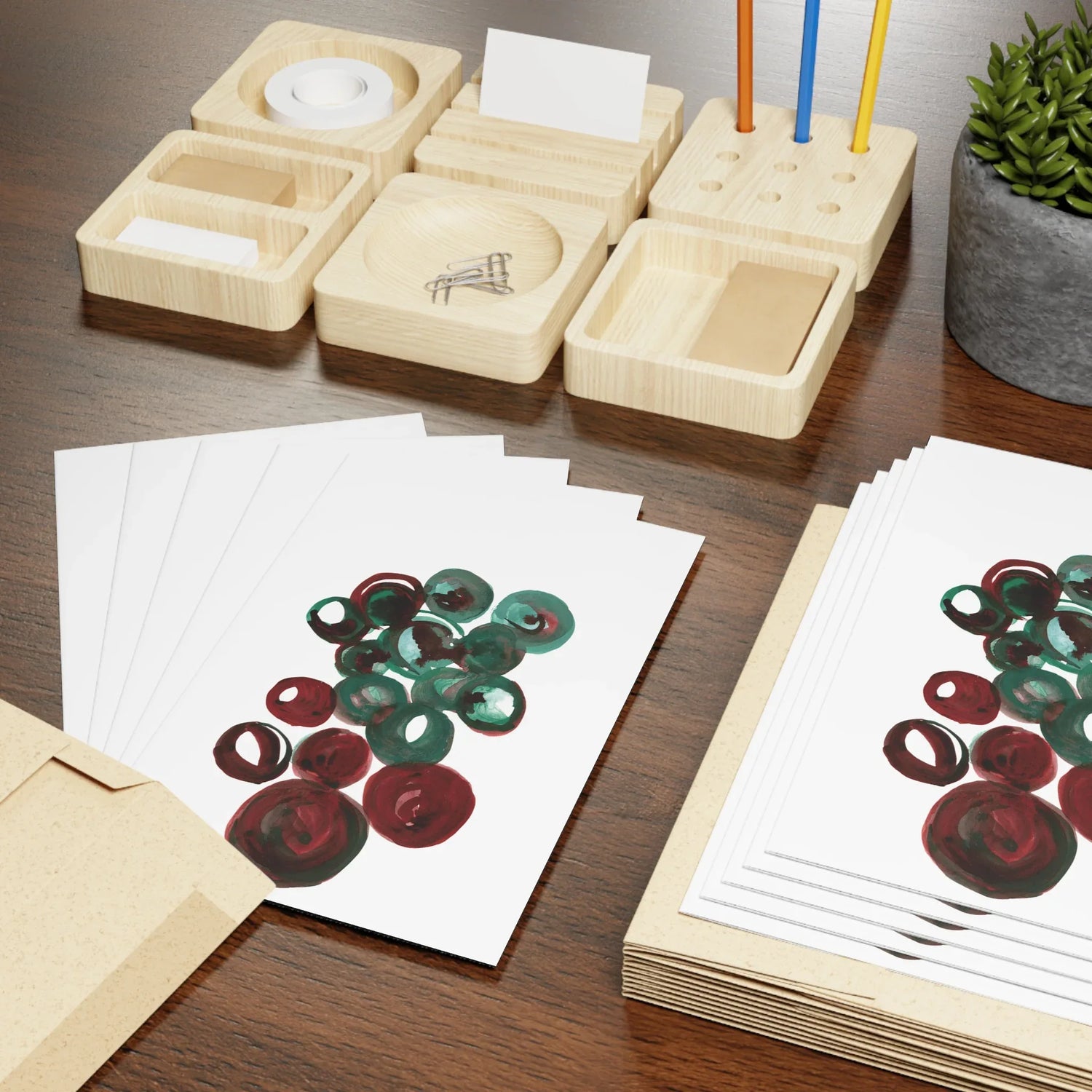 Resonance Emeraude Watercolor Leaf Greeting Card - Elegant - Laure Leprince - Artiste Peintre