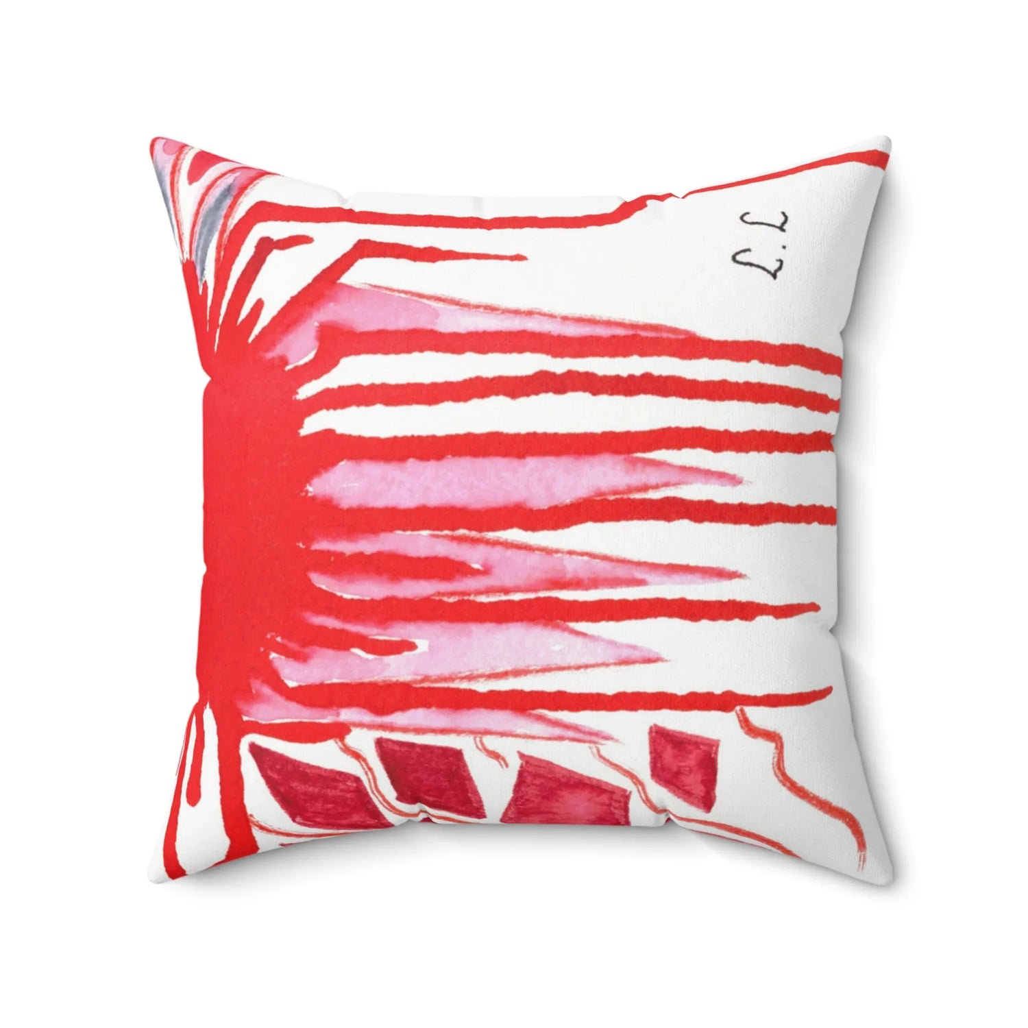 Coussin Carré Décoratif Rouge— Minima Red Brushstroke Accent - Laure Leprince - Artiste Peintre