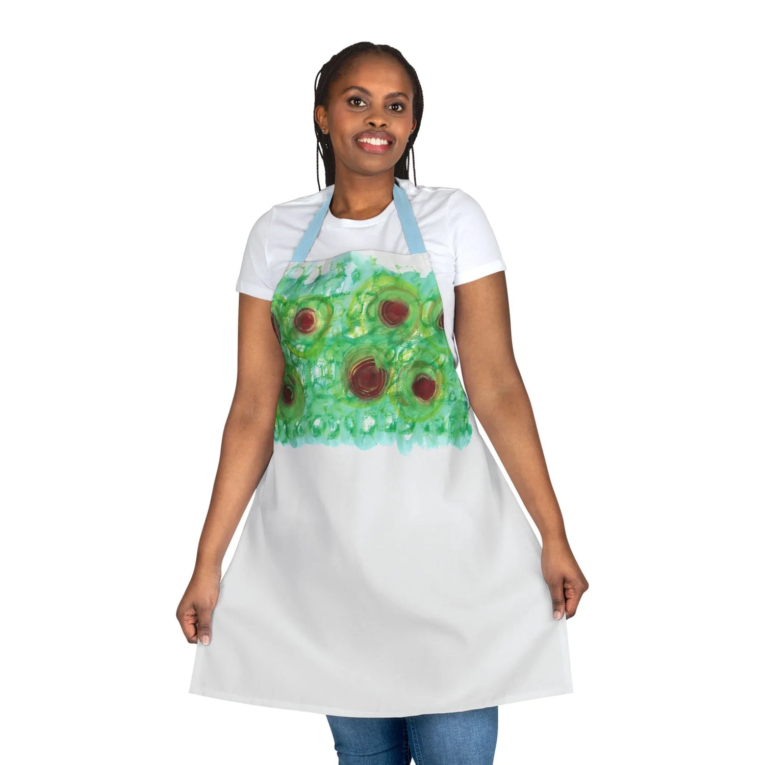 Abstract Apron Green Echo – Artistic Kitchen Chef Gift - Laure Leprince - Artiste Peintre