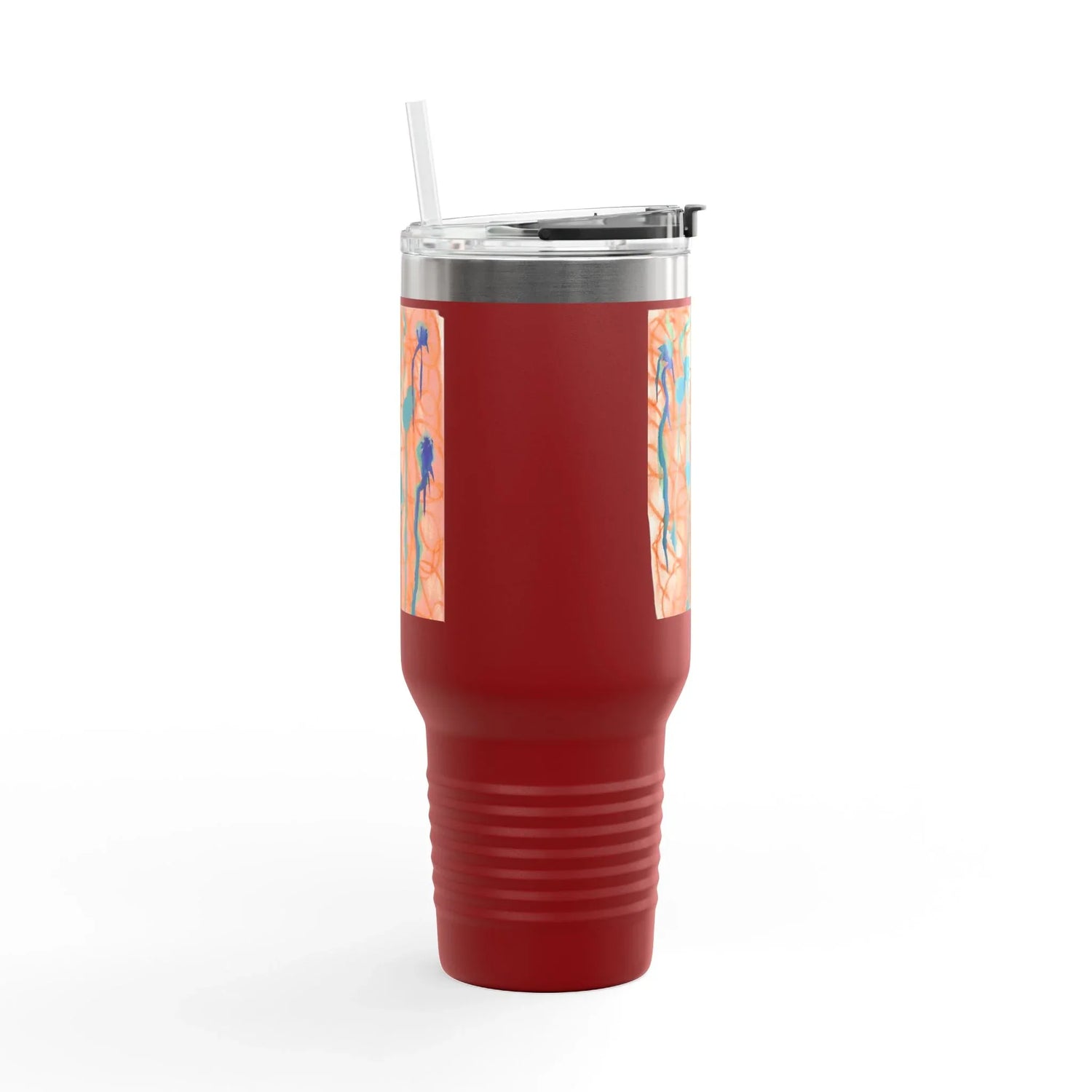40oz Insulated Travel Mug – Saphir Ambre Watercolor Design - Laure Leprince - Artiste Peintre