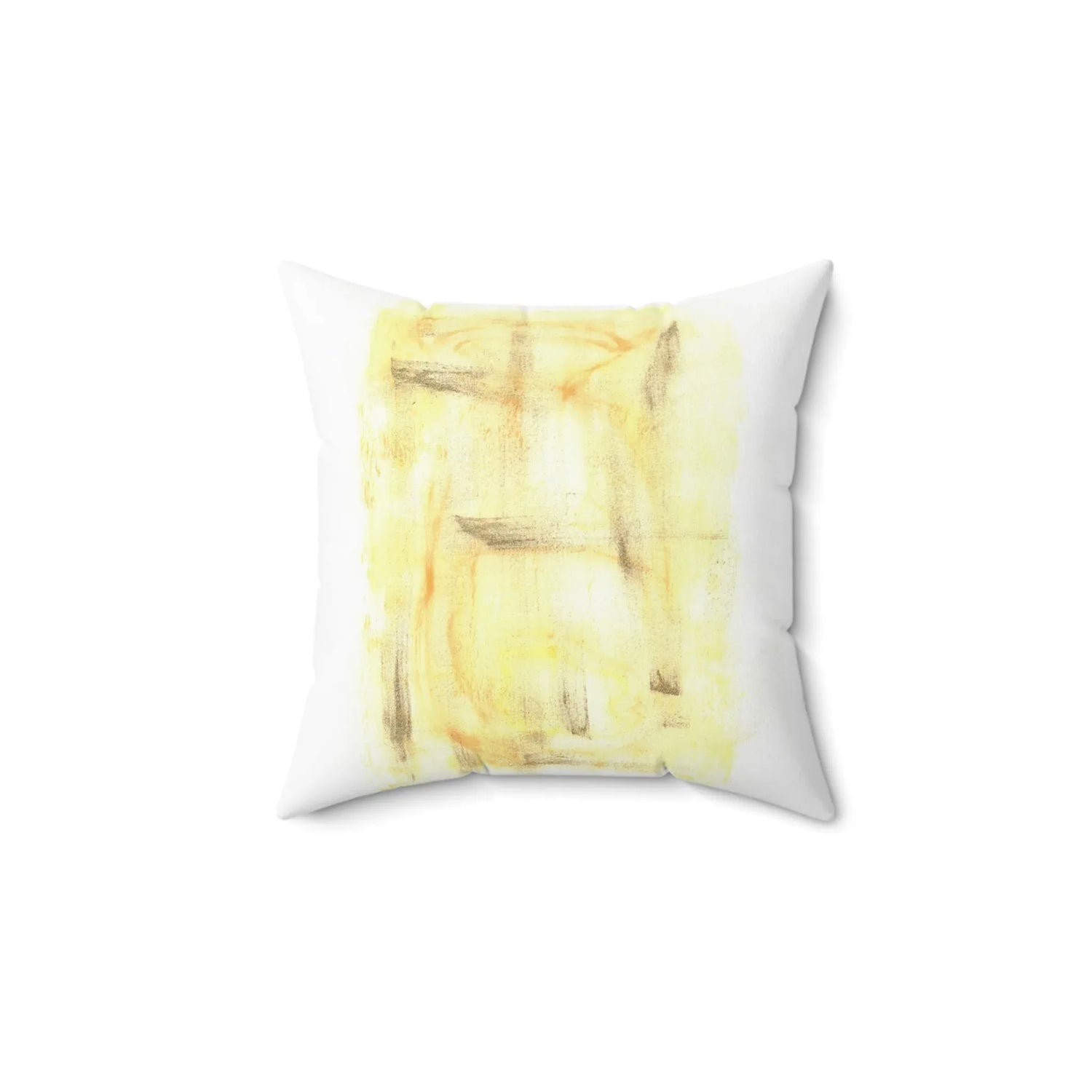 Square Throw Pillow Golden Haze — Minimal Brushstroke Accent - Laure Leprince - Artiste Peintre