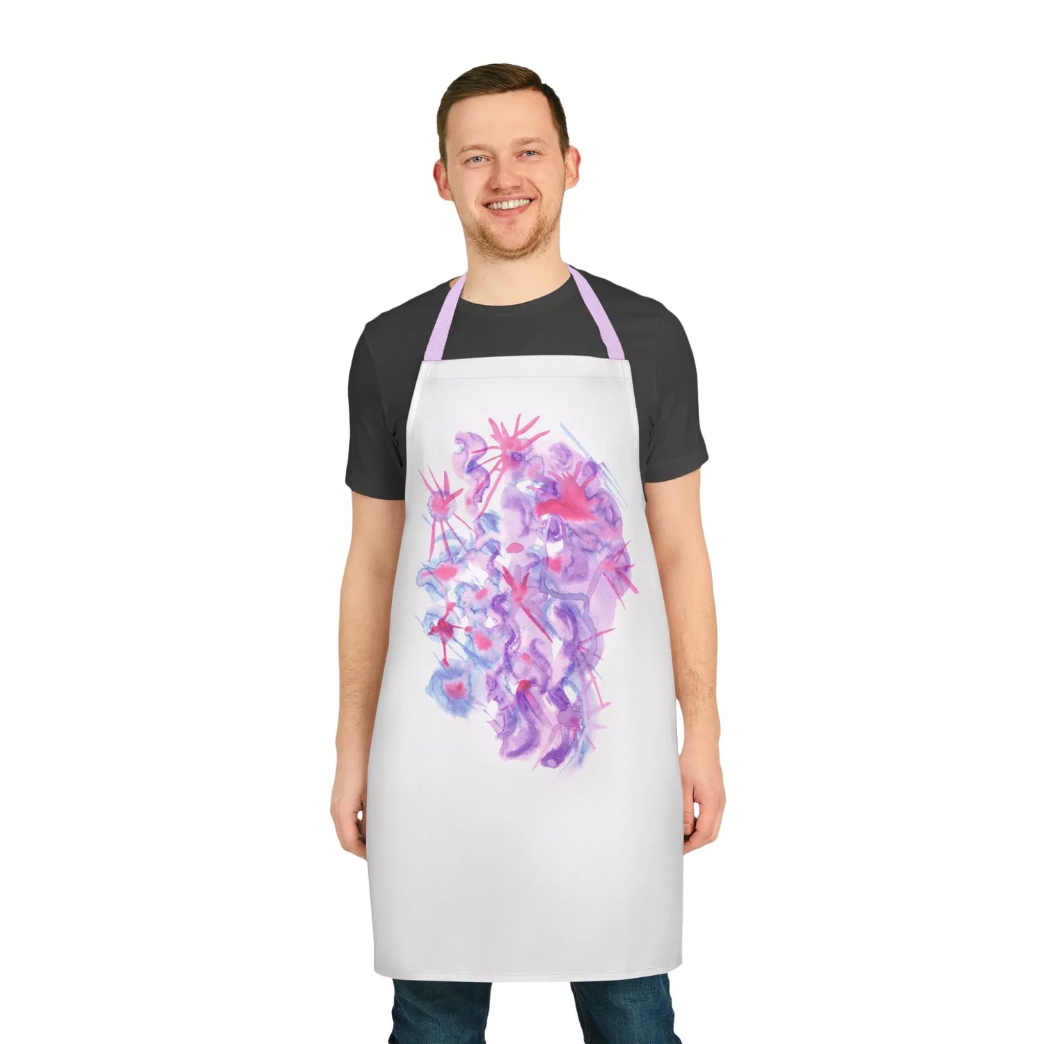Abstract Apron Nebuleuse Poupre – Artistic Kitchen Chef Gift - Laure Leprince - Artiste Peintre
