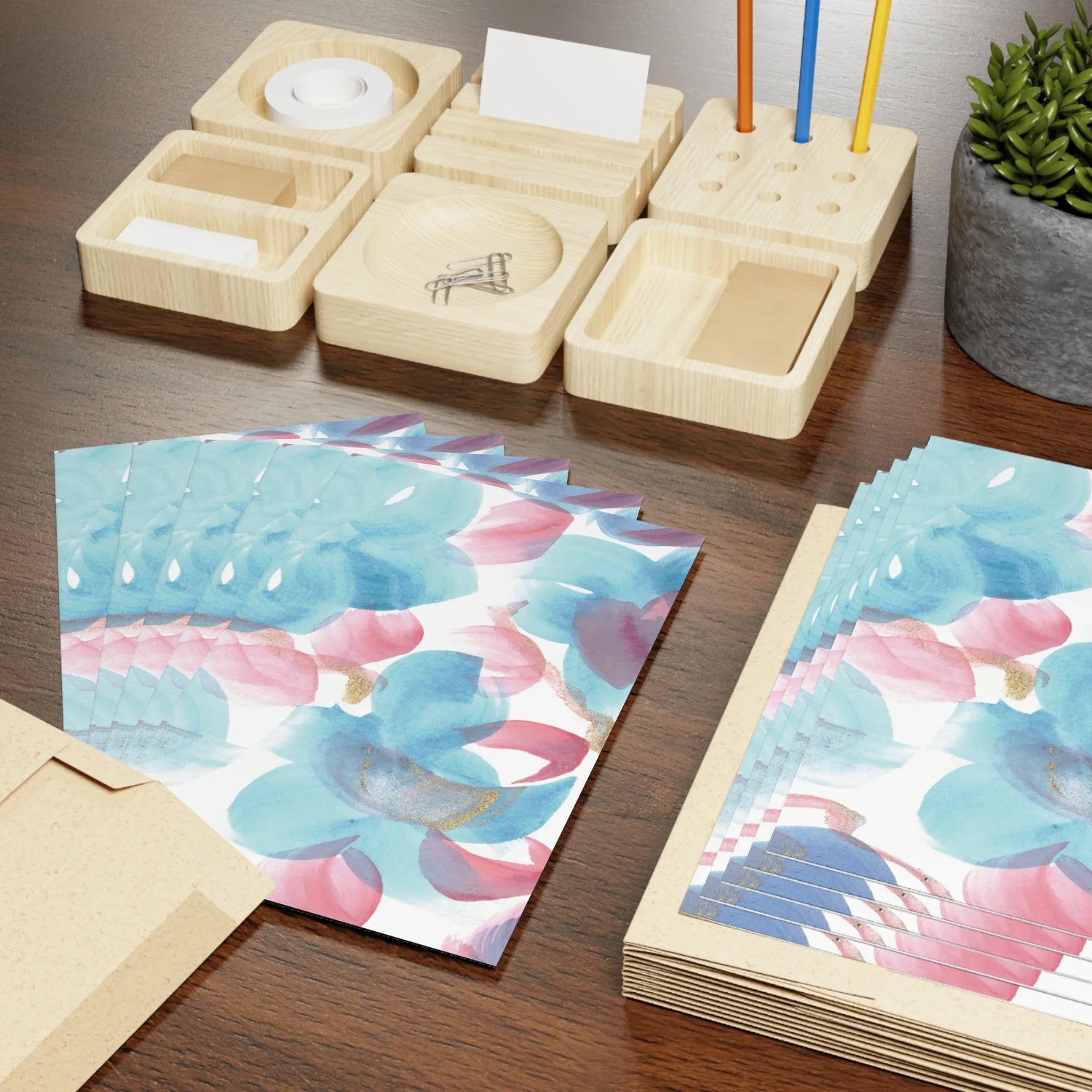 Masque Watercolor Leaf Greeting Card - Elegant - Laure Leprince - Artiste Peintre