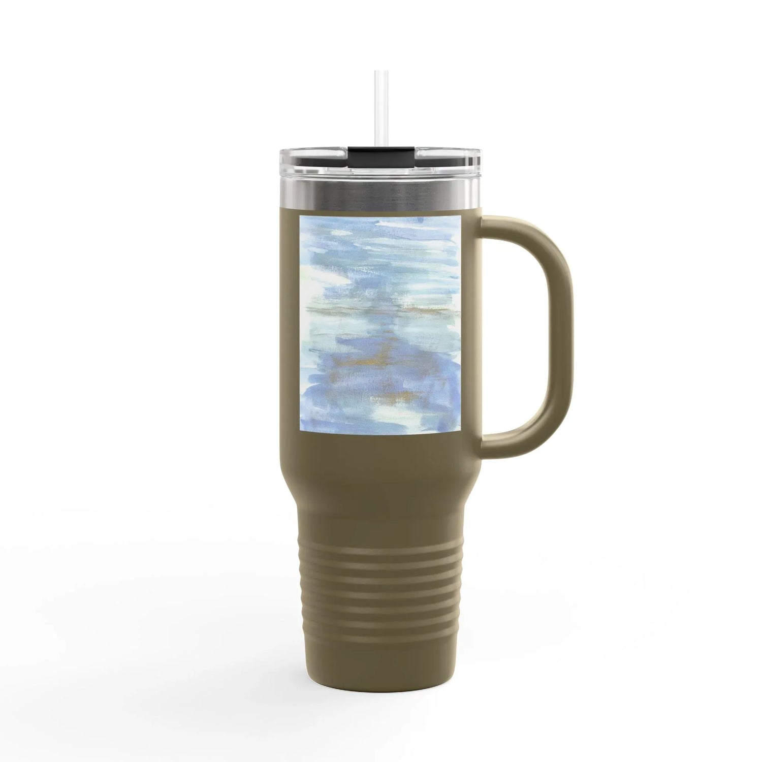 40oz Insulated Travel Mug – Silent Water Watercolor Design - Laure Leprince - Artiste Peintre