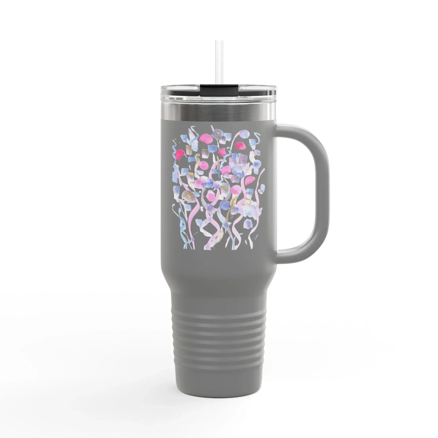 40oz Insulated Travel Mug – Petal Drift Watercolor Design - Laure Leprince - Artiste Peintre