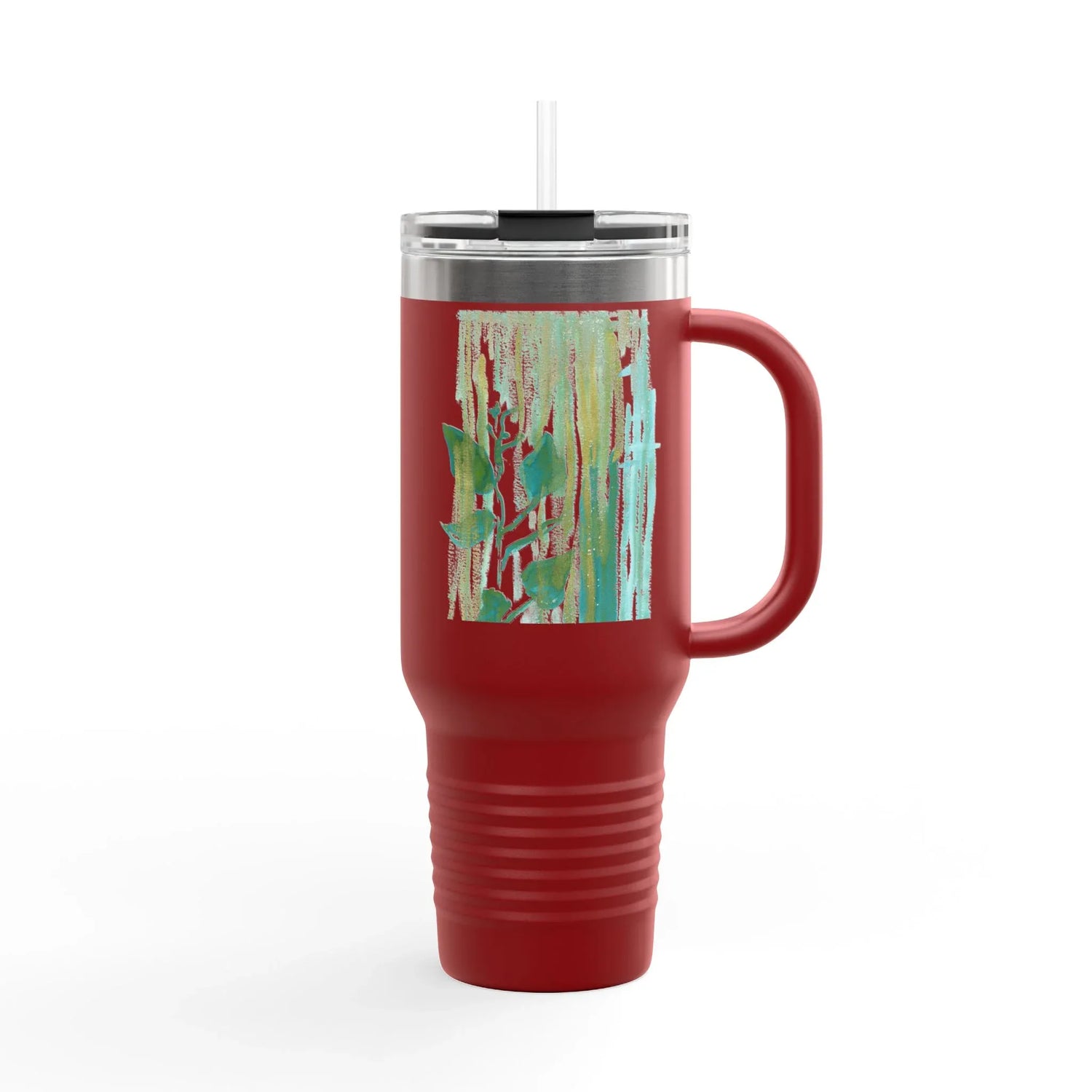 40oz Insulated Travel Mug – Veine Verte Watercolor Design - Laure Leprince - Artiste Peintre
