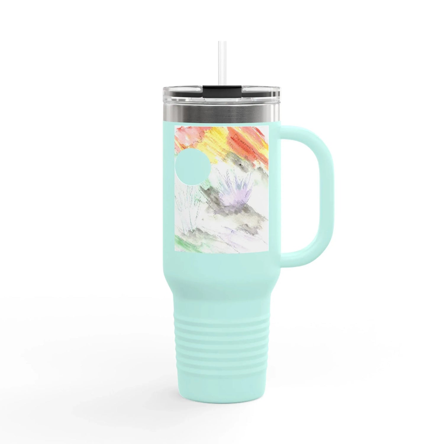 40oz Insulated Travel Mug –Lavander Drift Watercolor Design - Laure Leprince - Artiste Peintre