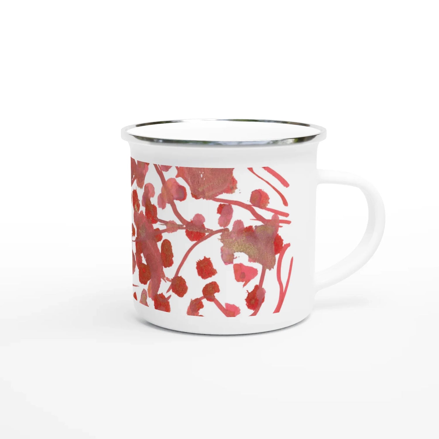 Mug en émail blanc 35 cl Bois de Rubis – Léger, vintage et résistant - Laure Leprince - Artiste Peintre