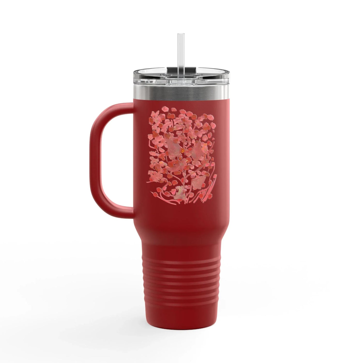 40oz Insulated Travel Mug – Bois de Rubis Watercolor Design - Laure Leprince - Artiste Peintre