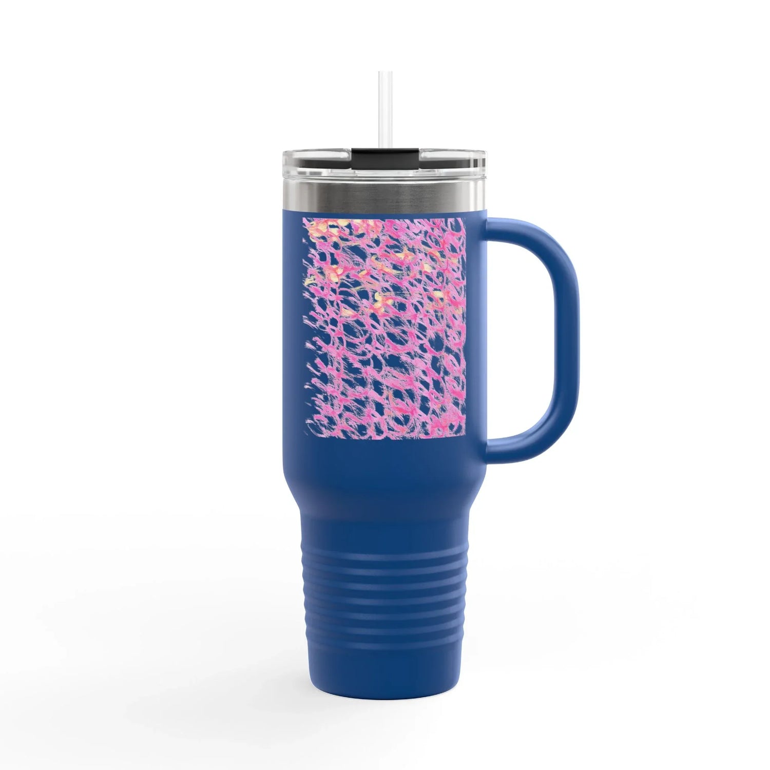 40oz Insulated Travel Mug – Pink Waves Watercolor Design - Laure Leprince - Artiste Peintre