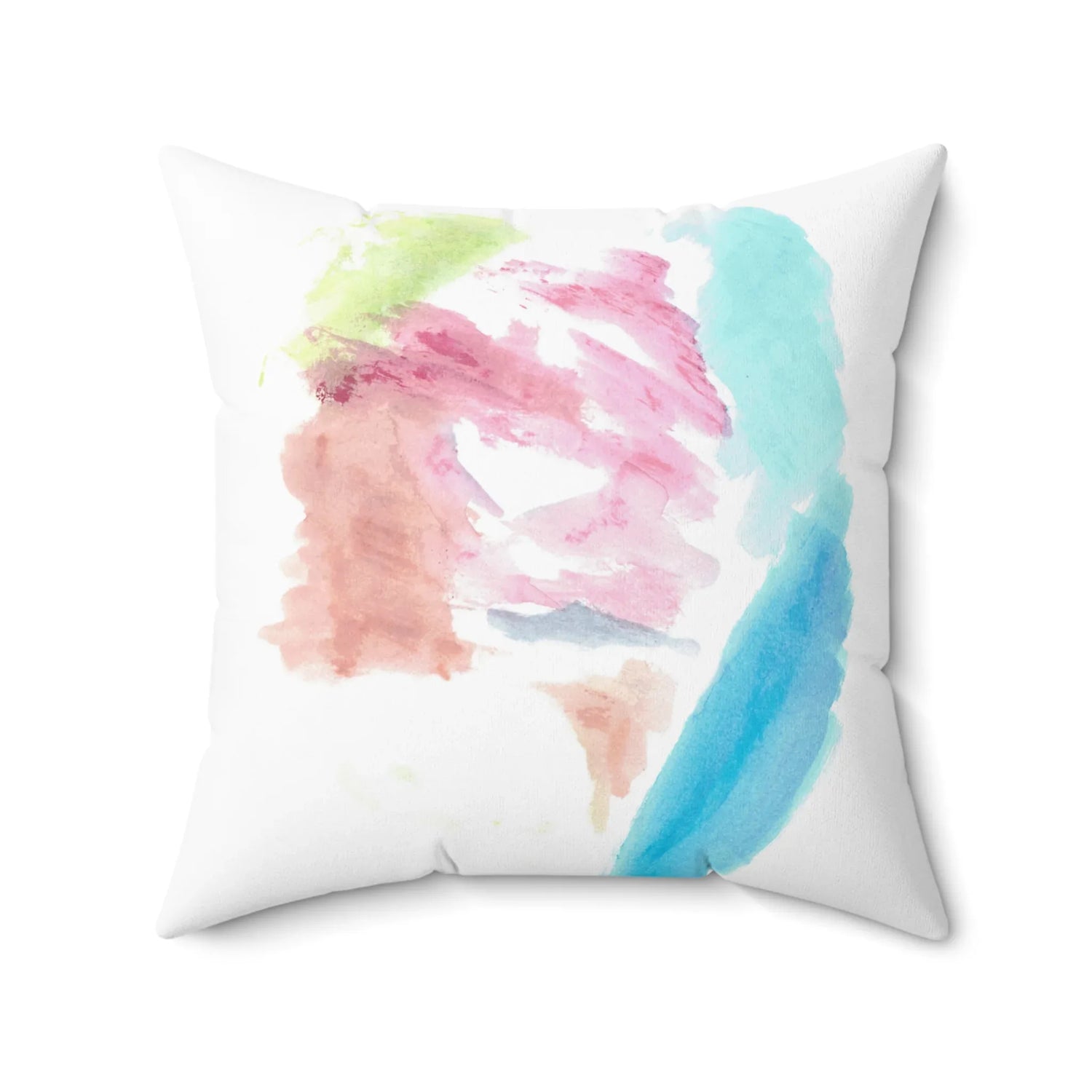 Square Throw Pillow Aurore Pastel — Minimal Brushstroke Accent - Laure Leprince - Artiste Peintre