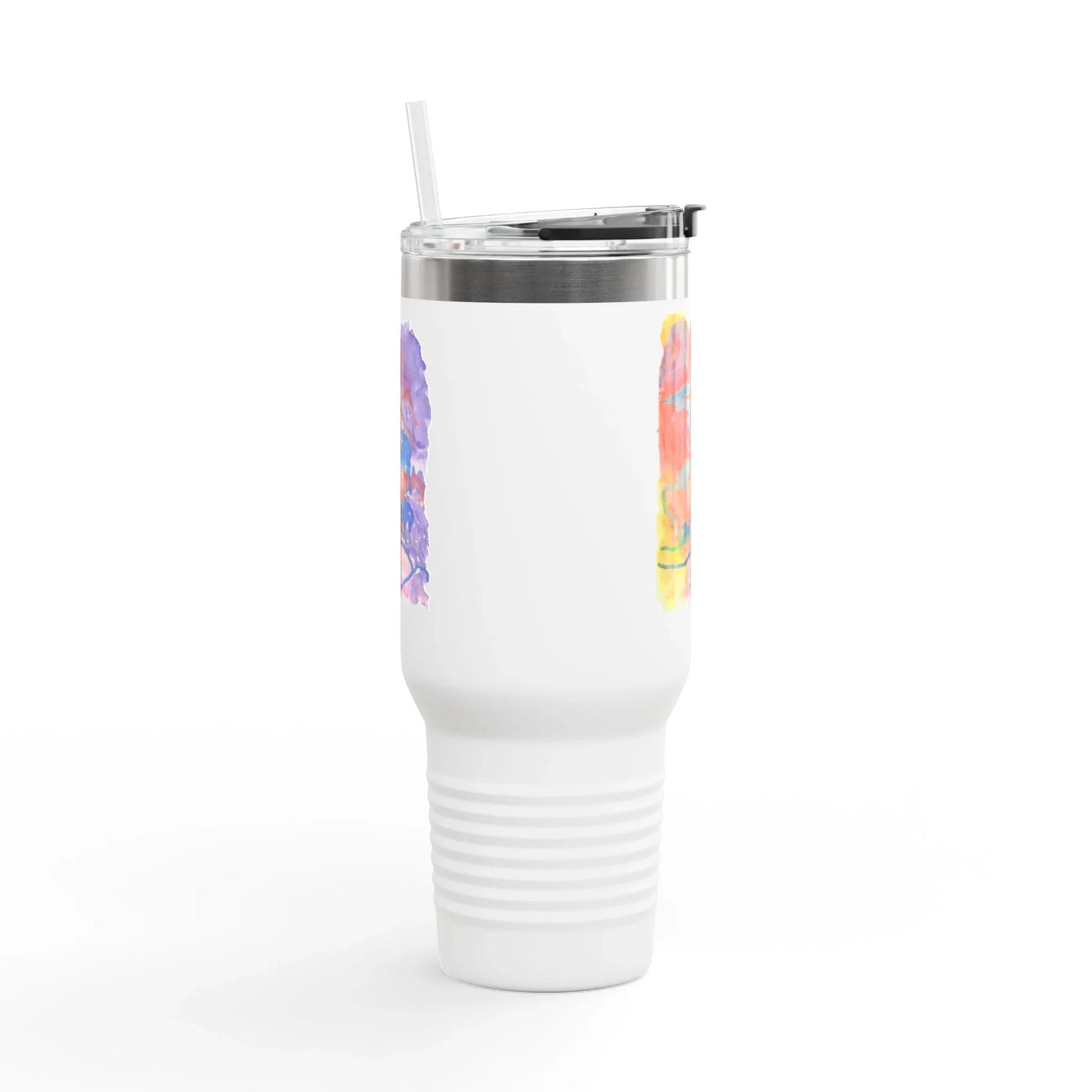 40oz Insulated Travel Mug – Neon mirage Watercolor Design - Laure Leprince - Artiste Peintre