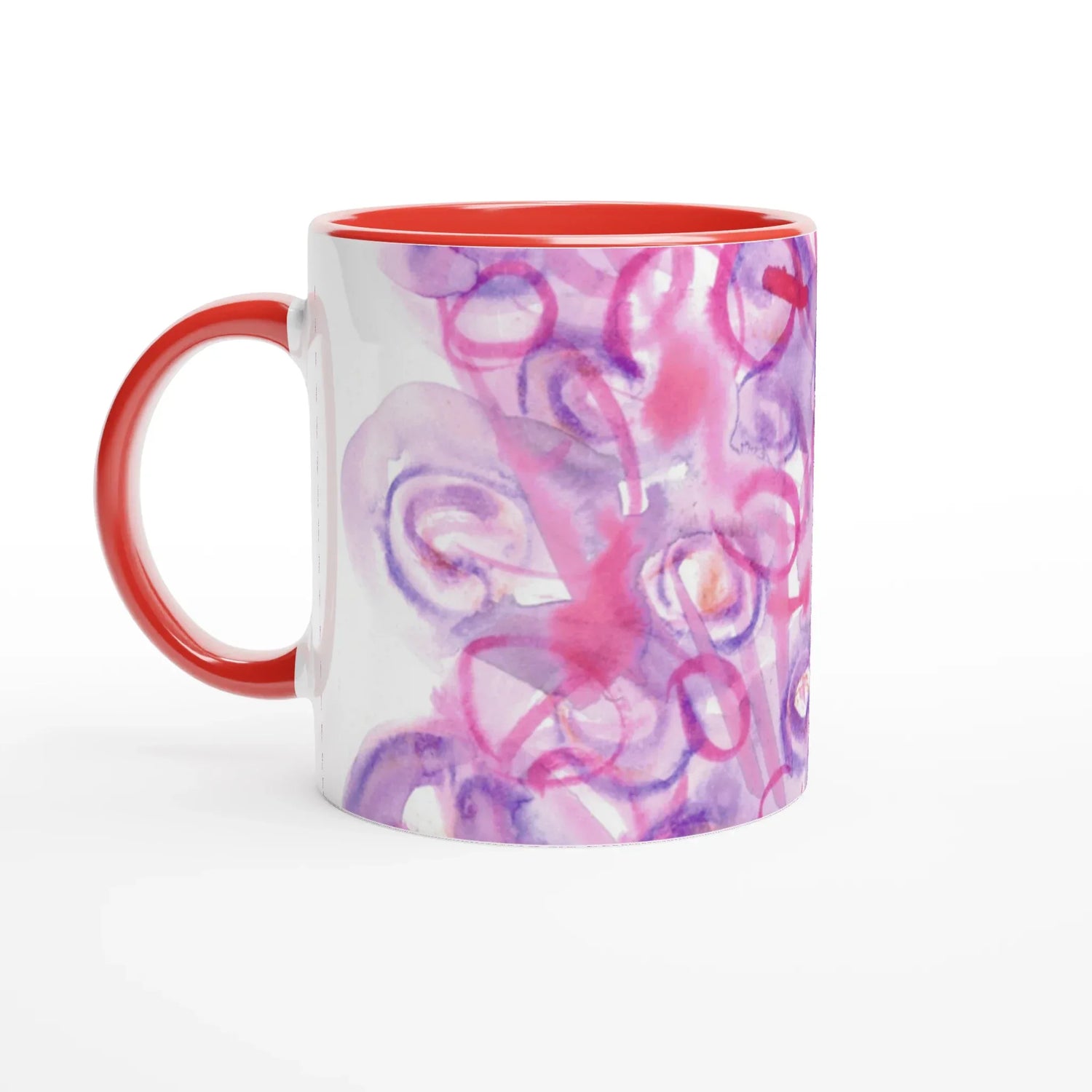 Mug Céramique Blanc 325ml Intérieur Coloré - Floraison Intime Personnalisable - Laure Leprince - Artiste Peintre