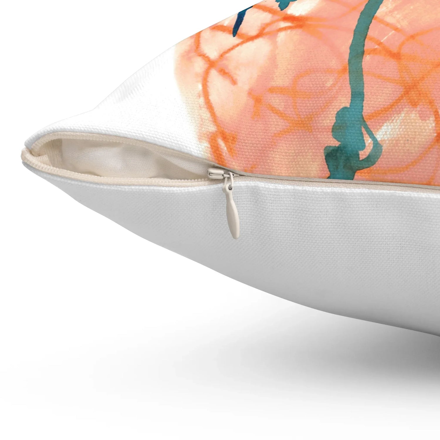 Square Throw Pillow Saphir Ambre — Minimal Brushstroke Accent - Laure Leprince - Artiste Peintre