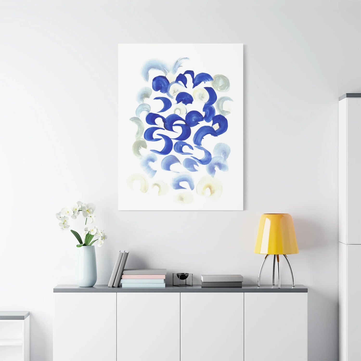 Abstract Blue Swirls Brushstroke Canvas Print — Modern Coastal Wall Art - Laure Leprince - Artiste Peintre