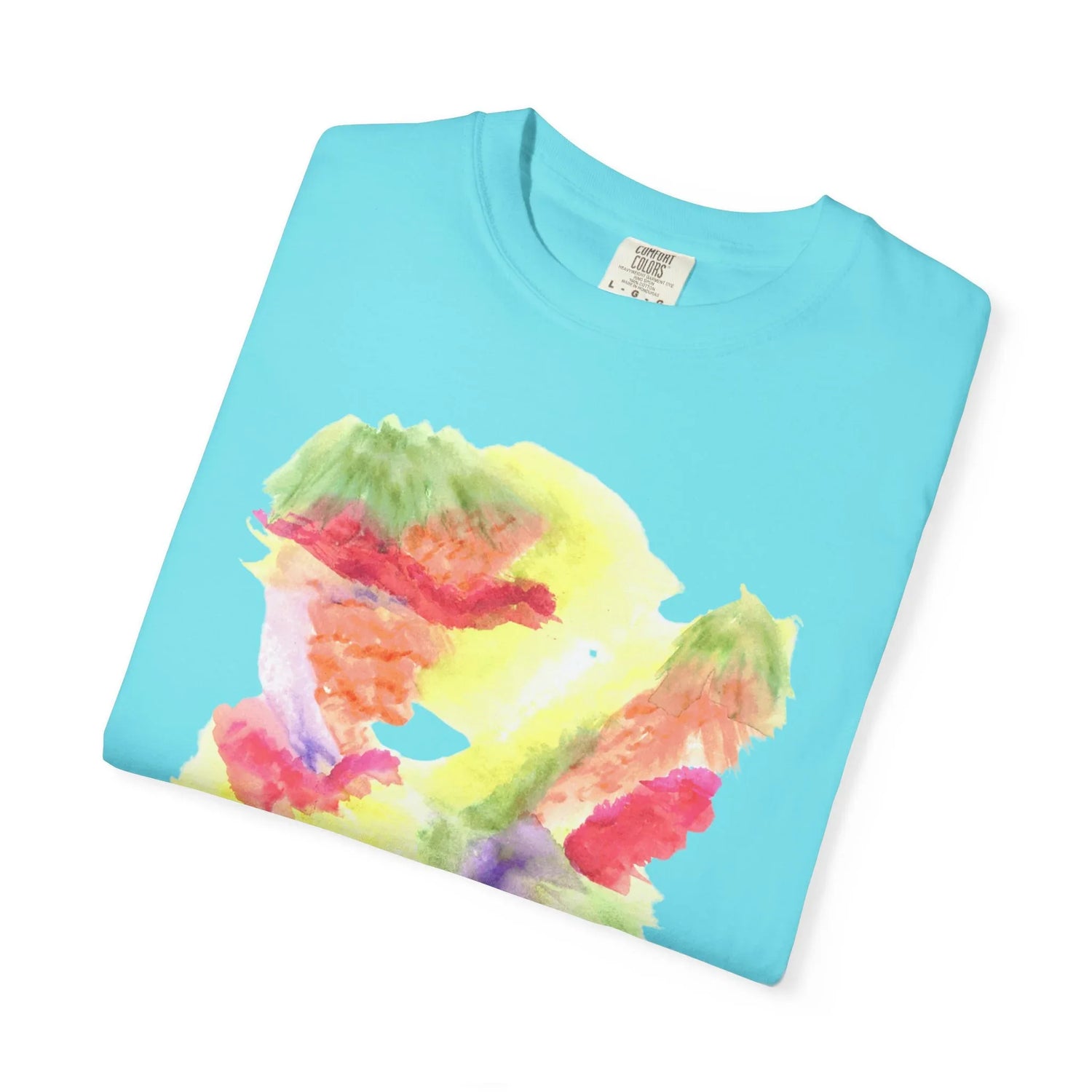 Abstract Eclosion Chromatique T-Shirt — Bright Watercolor Square Art Tee - Laure Leprince - Artiste Peintre