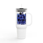 40oz Insulated Travel Mug – Silence Indigo Watercolor Design - Laure Leprince - Artiste Peintre