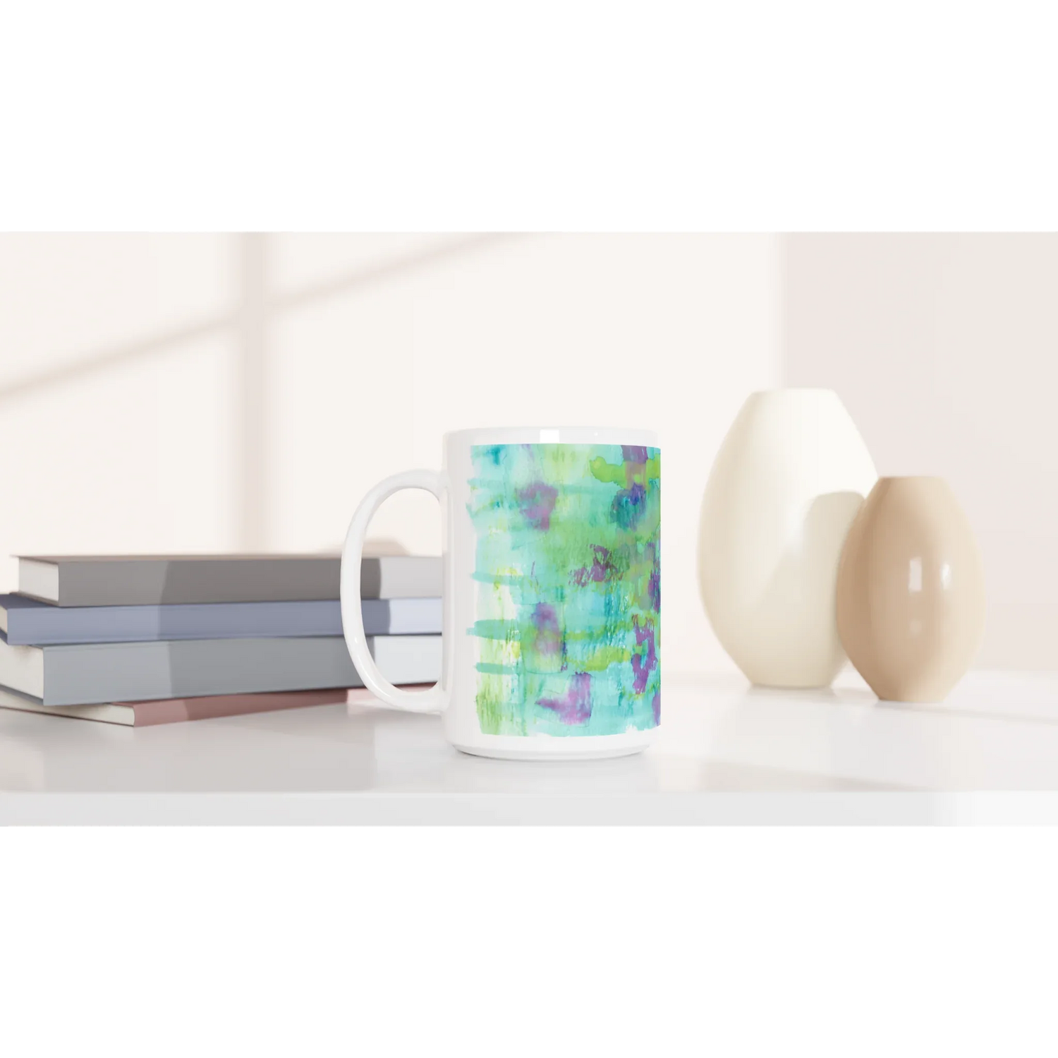 Mug en céramique blanche 44 cl Eclosions Sauvages – Grand format, design et qualité durable - Laure Leprince - Artiste Peintre