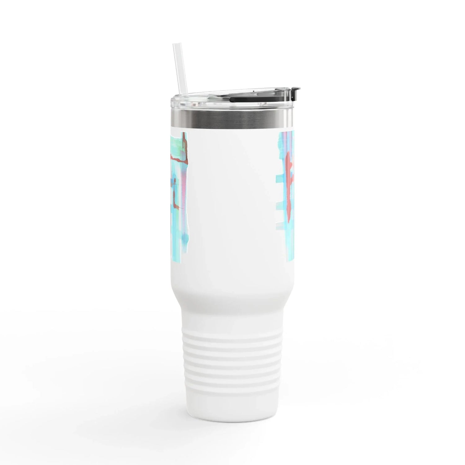 40oz Insulated Travel Mug – Stuctures Liquides Watercolor Design - Laure Leprince - Artiste Peintre