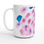 Mug en céramique blanche 44 cl Bouquets rosé – Grand format, design et qualité durable - Laure Leprince - Artiste Peintre