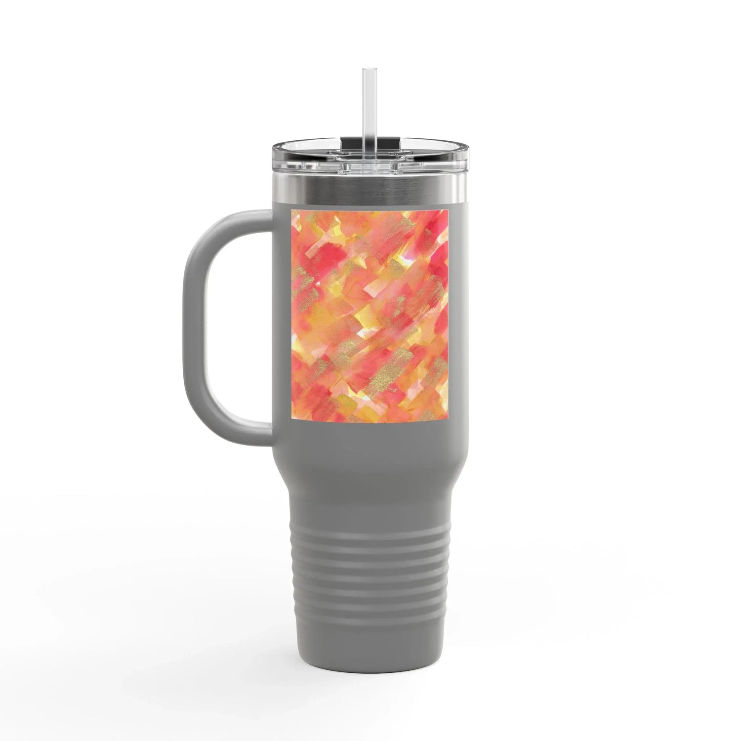 40oz Insulated Travel Mug – Sunset Ember Watercolor Design - Laure Leprince - Artiste Peintre