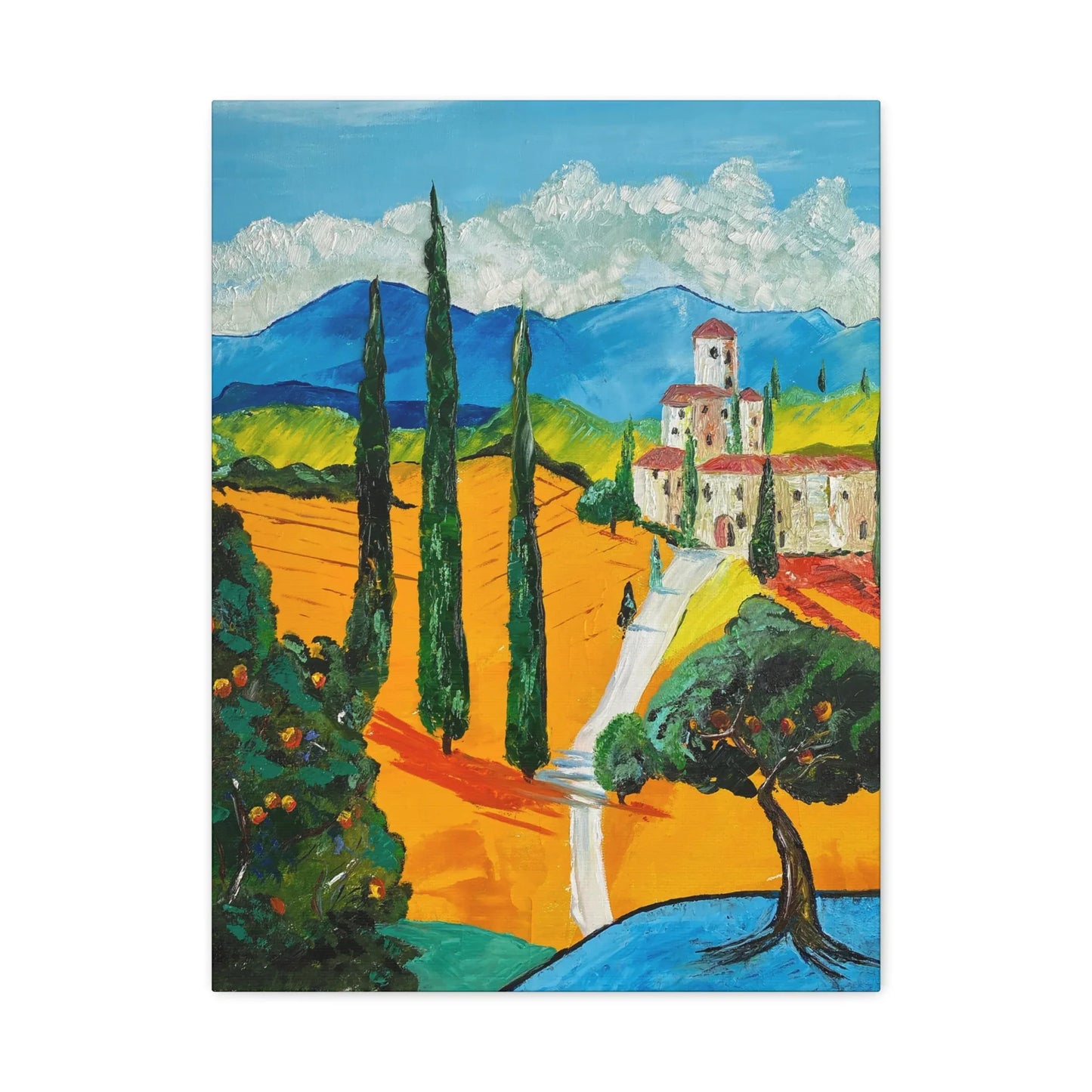 Paysage Méditerranéen – Peinture Originale Imprimée | Art Contemporain Lumineux - Laure Leprince - Artiste Peintre