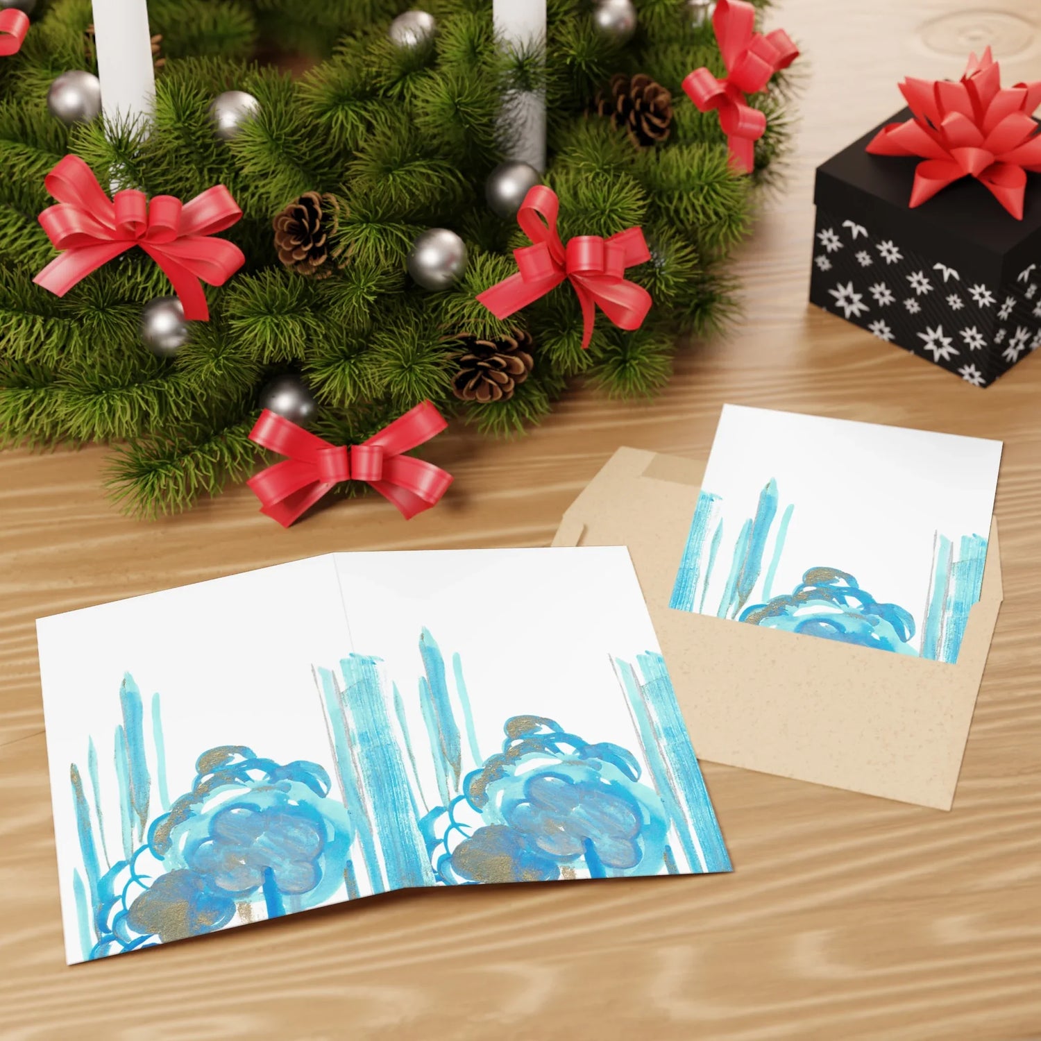 Deco Ocean Bloom #16 Leaf Greeting Card - Elegant - Laure Leprince - Artiste Peintre