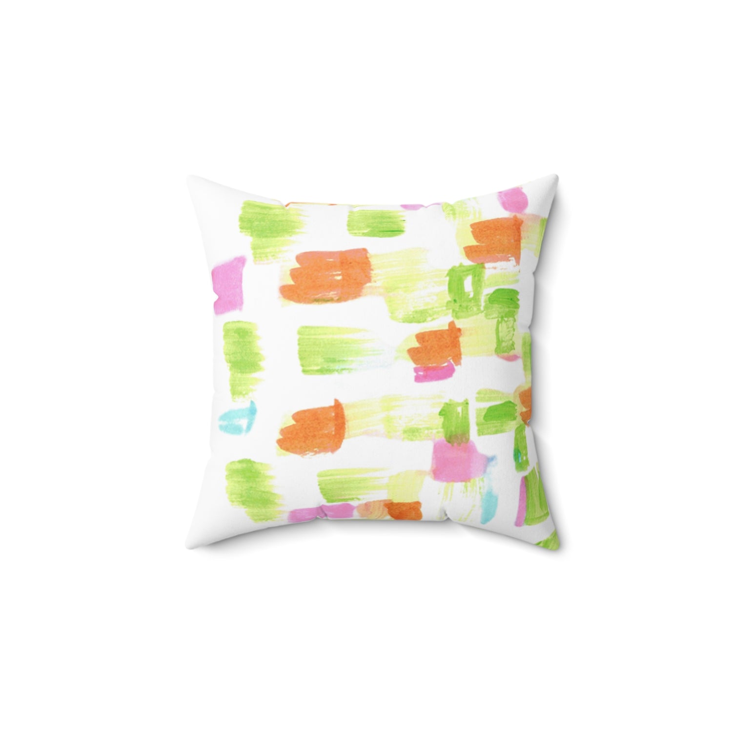 Square Throw Pillow Pastel Mosaïc — Minimal Green Brushstroke Accent