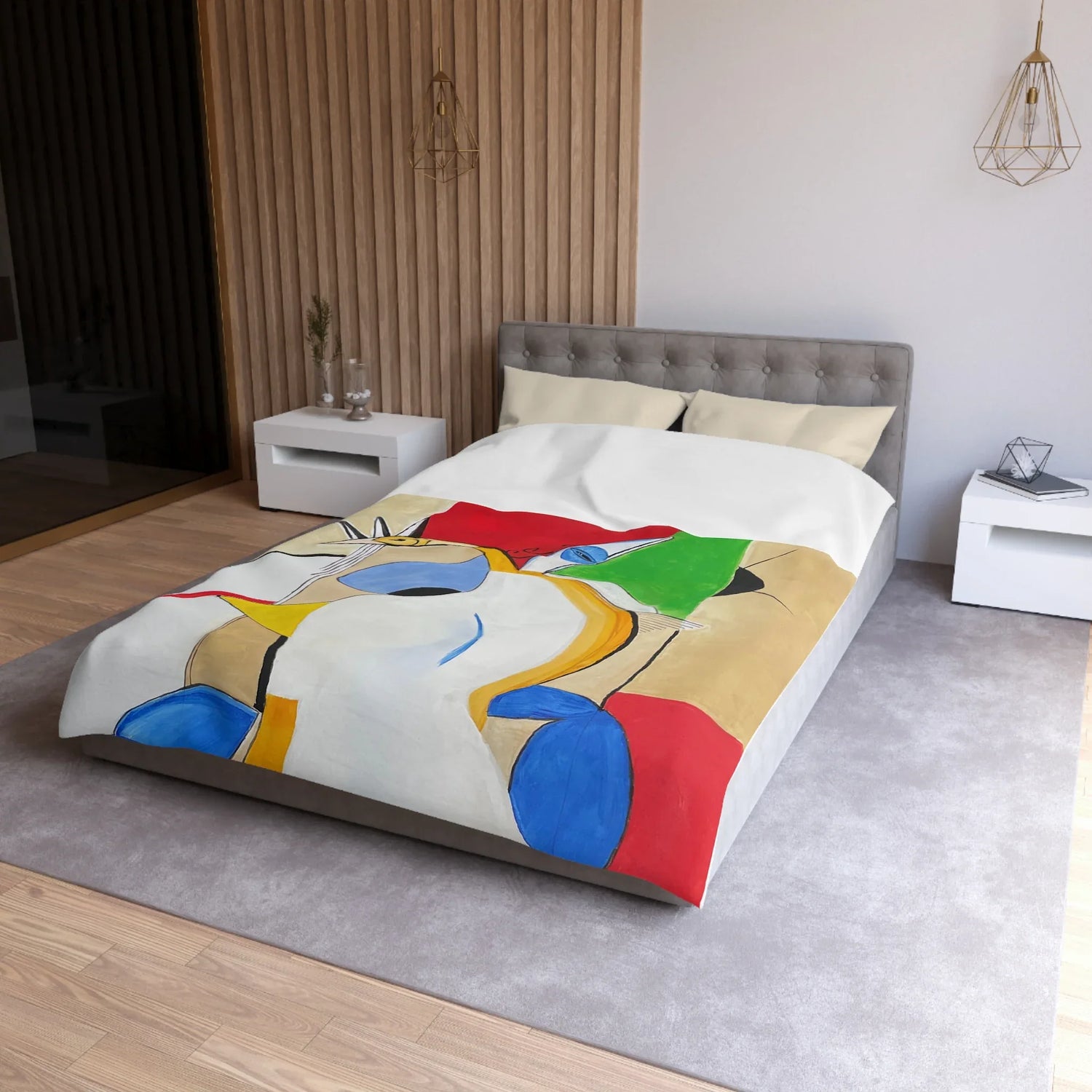 Abstract Watercolor Duvet Cover — Abstract & Teal Accent Bedding - Laure Leprince - Artiste Peintre