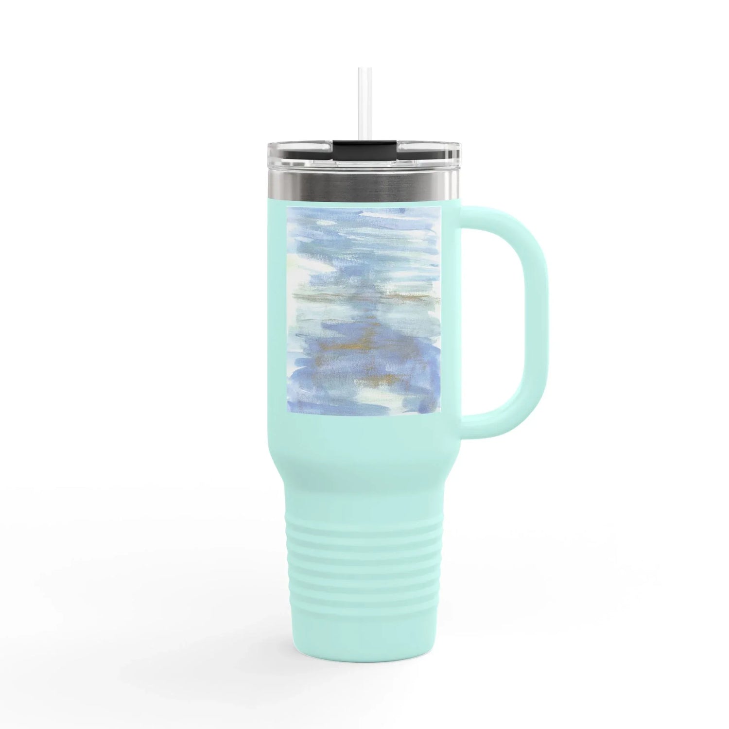 40oz Insulated Travel Mug – Silent Water Watercolor Design - Laure Leprince - Artiste Peintre