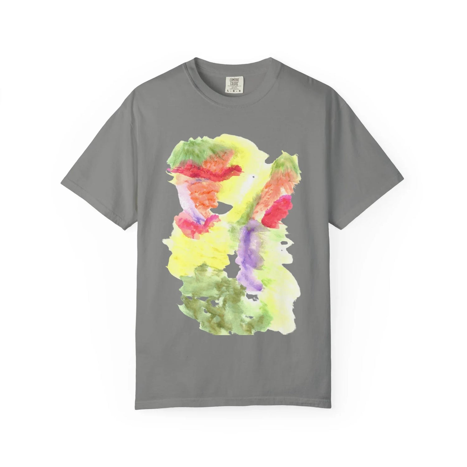 Abstract Eclosion Chromatique T-Shirt — Bright Watercolor Square Art Tee - Laure Leprince - Artiste Peintre