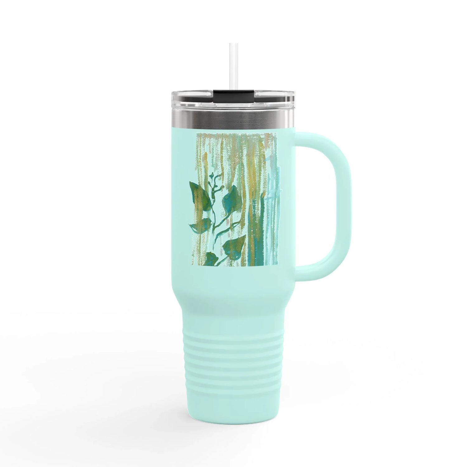40oz Insulated Travel Mug – Veine Verte Watercolor Design - Laure Leprince - Artiste Peintre