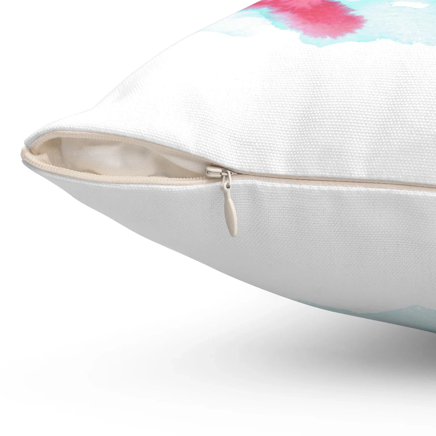 Square Throw Pillow Brumes Carmin — Minimal Brushstroke Accent - Laure Leprince - Artiste Peintre