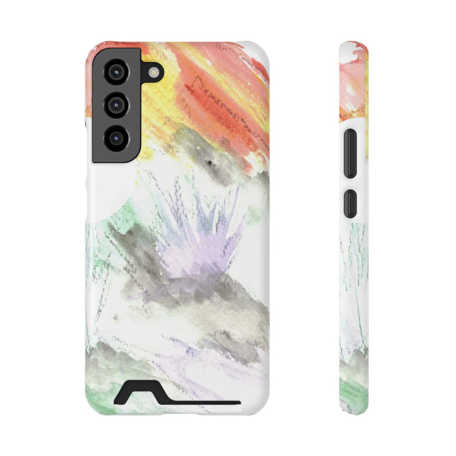 Samsung Phone Card Case Lavander Drift — Yellow Watercolor Flower Wallet - Laure Leprince - Artiste Peintre
