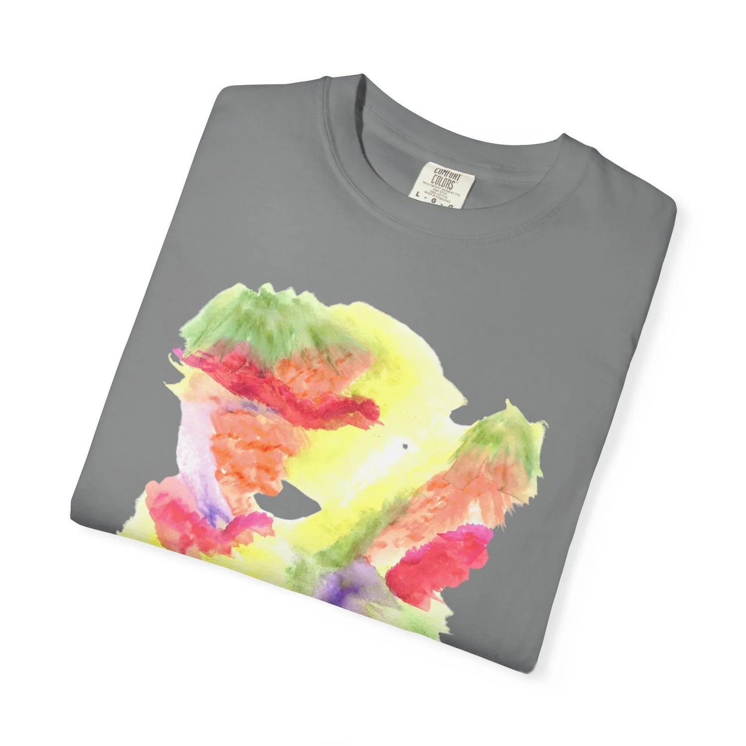 Abstract Eclosion Chromatique T-Shirt — Bright Watercolor Square Art Tee - Laure Leprince - Artiste Peintre