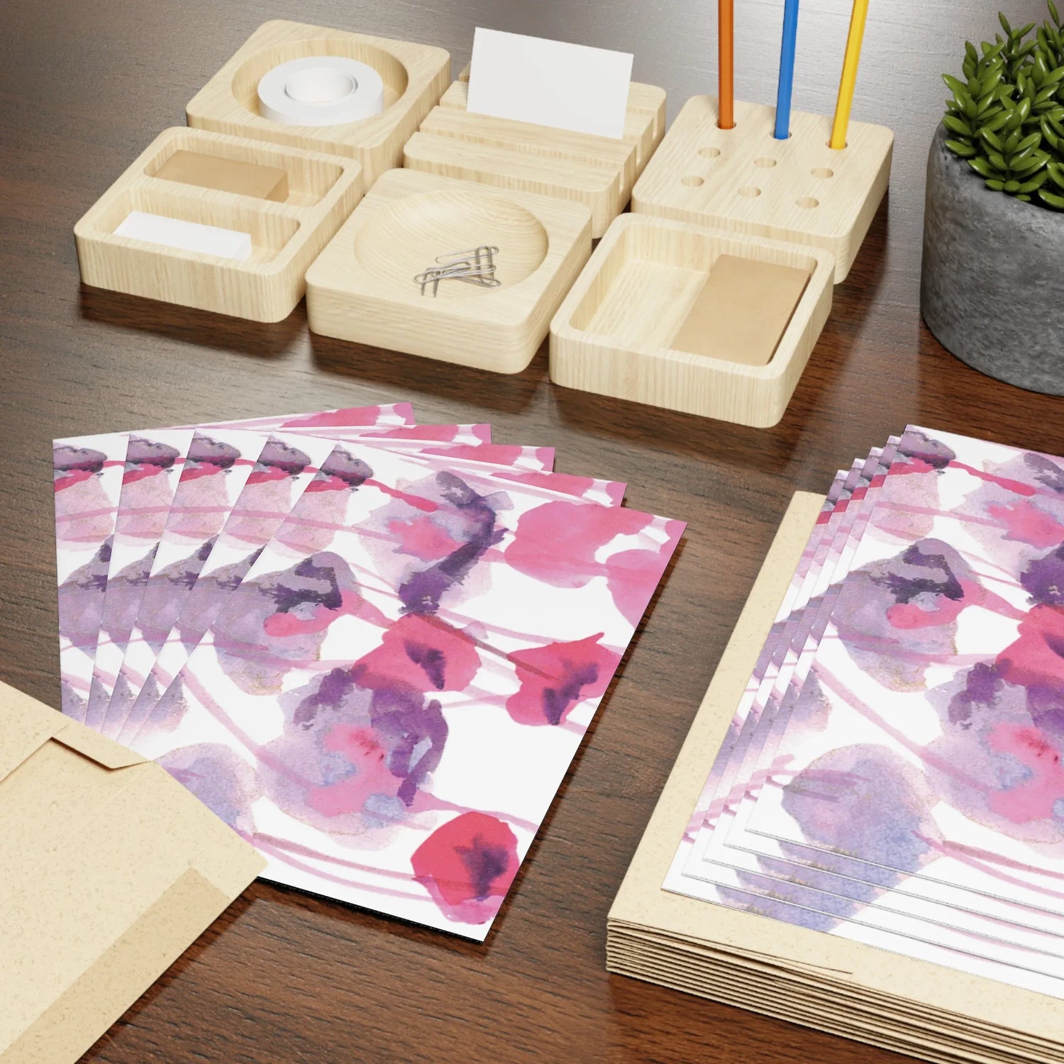 Jardin D'ombrelles Watercolor Leaf Greeting Card - Elegant - Laure Leprince - Artiste Peintre