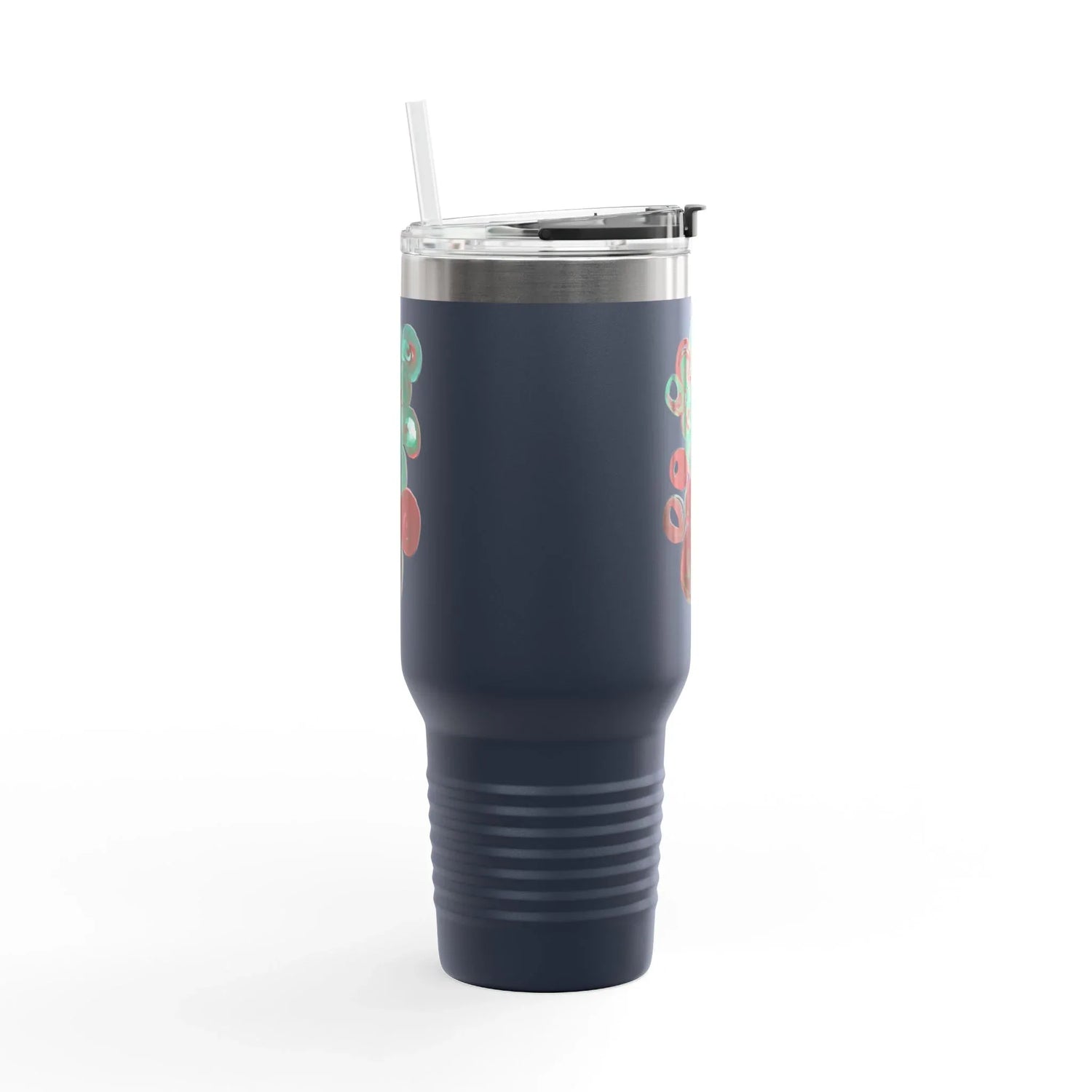 40oz Insulated Travel Mug – Resonance Emeraude Watercolor Design - Laure Leprince - Artiste Peintre