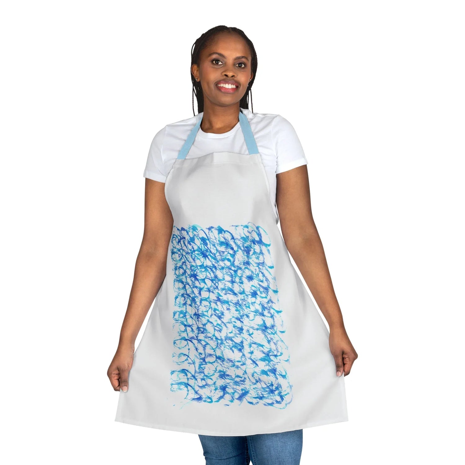 Abstract Apron Blue Waves – Artistic Kitchen Chef Gift - Laure Leprince - Artiste Peintre