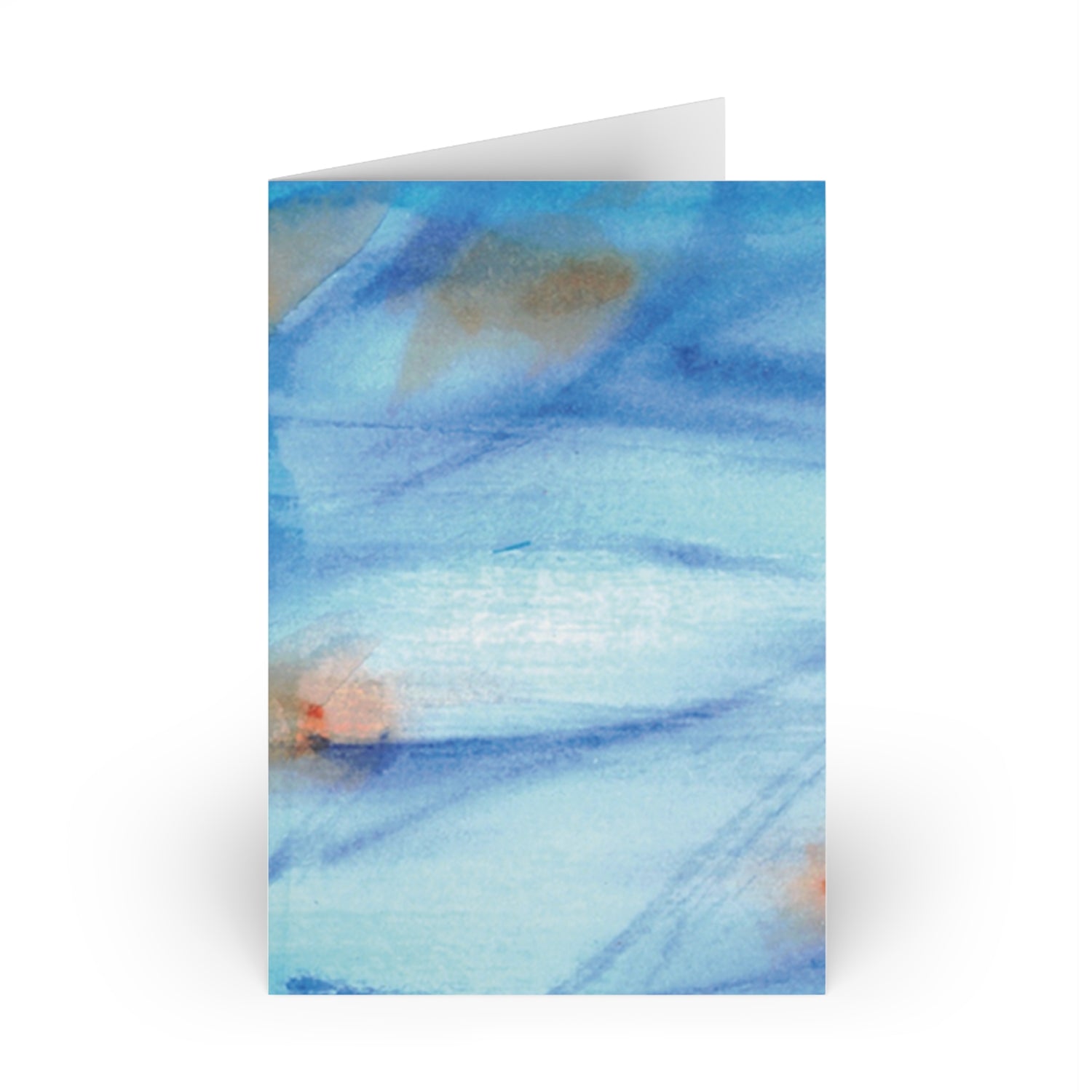 Blue Sprouts Watercolor Leaf Greeting Card - Elegant