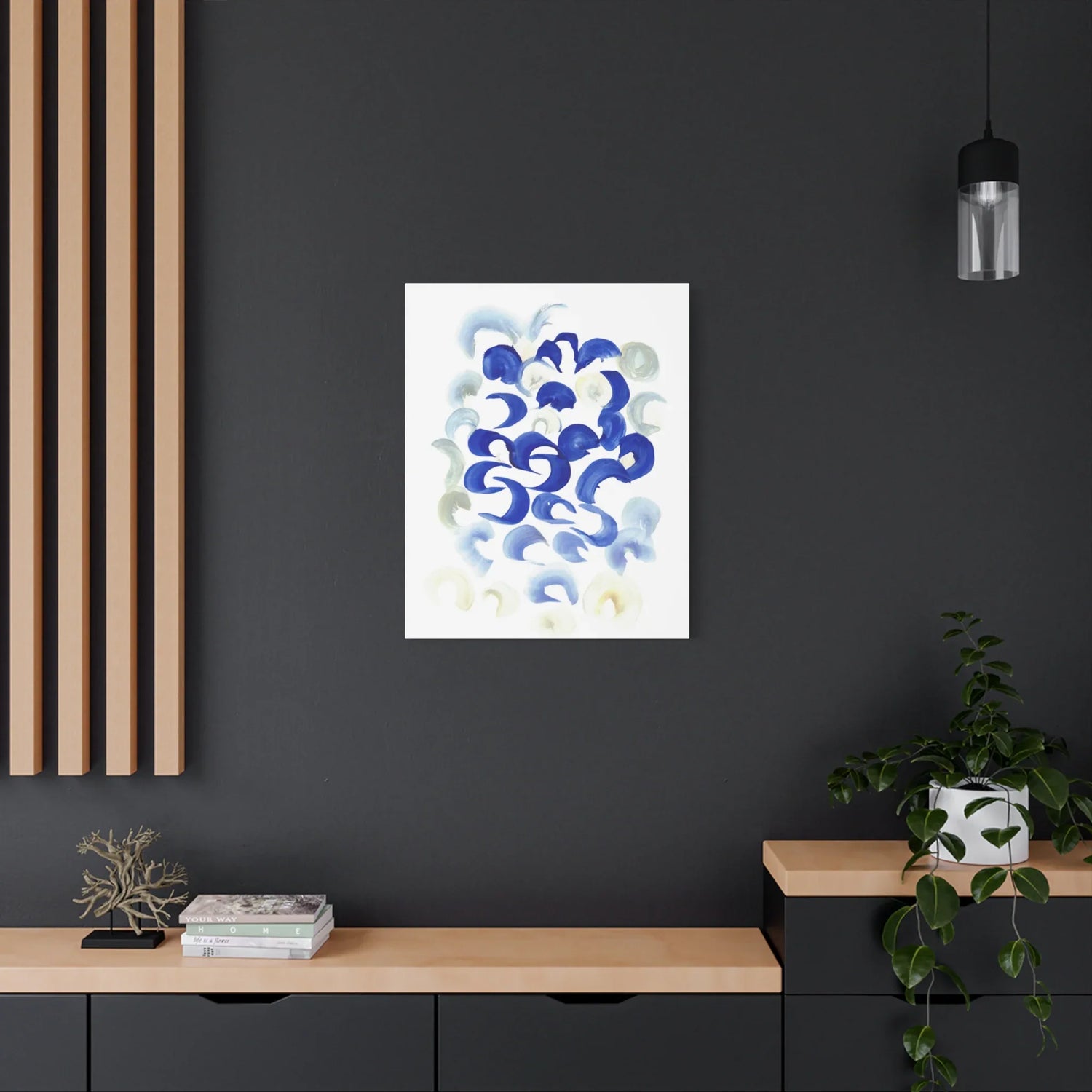 Abstract Blue Swirls Brushstroke Canvas Print — Modern Coastal Wall Art - Laure Leprince - Artiste Peintre