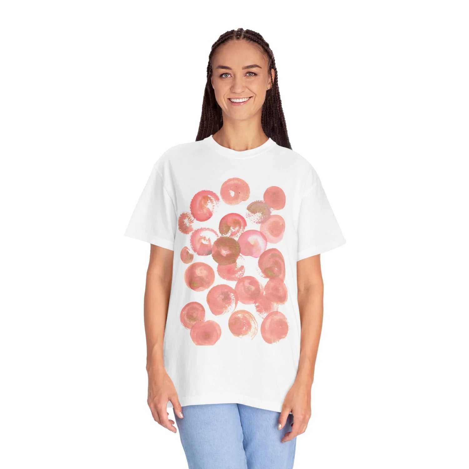 Abstract Rosee Petale T-Shirt — Bright Watercolor Square Art Tee - Laure Leprince - Artiste Peintre