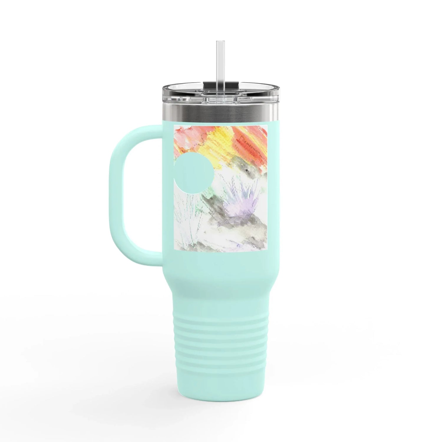 40oz Insulated Travel Mug –Lavander Drift Watercolor Design - Laure Leprince - Artiste Peintre