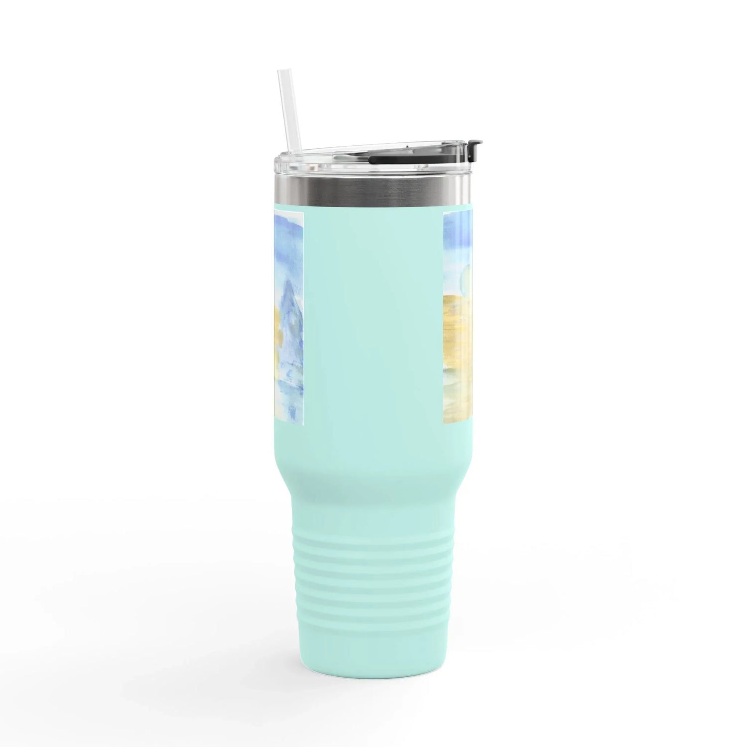 40oz Insulated Travel Mug – Blue Horizon Watercolor Design - Laure Leprince - Artiste Peintre