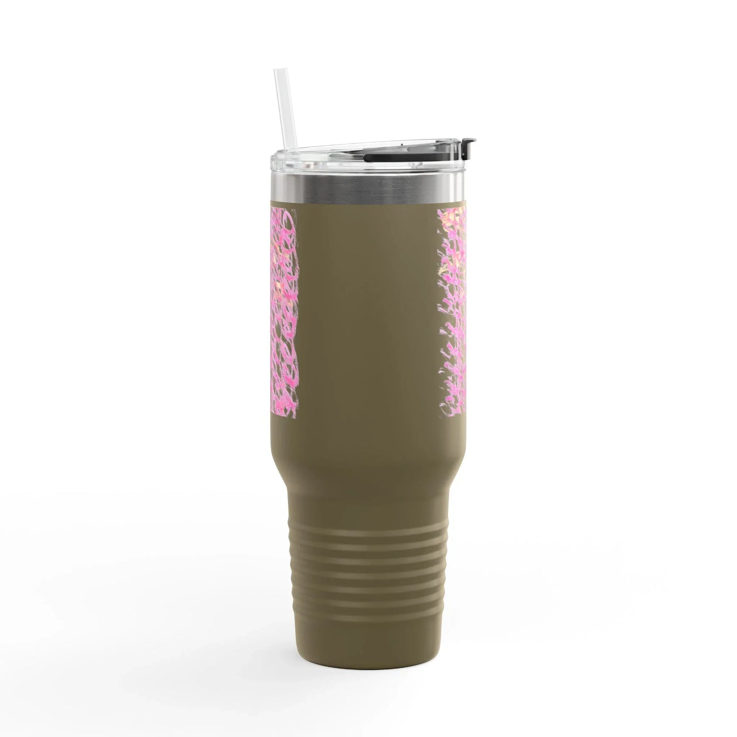 40oz Insulated Travel Mug – Pink Waves Watercolor Design - Laure Leprince - Artiste Peintre