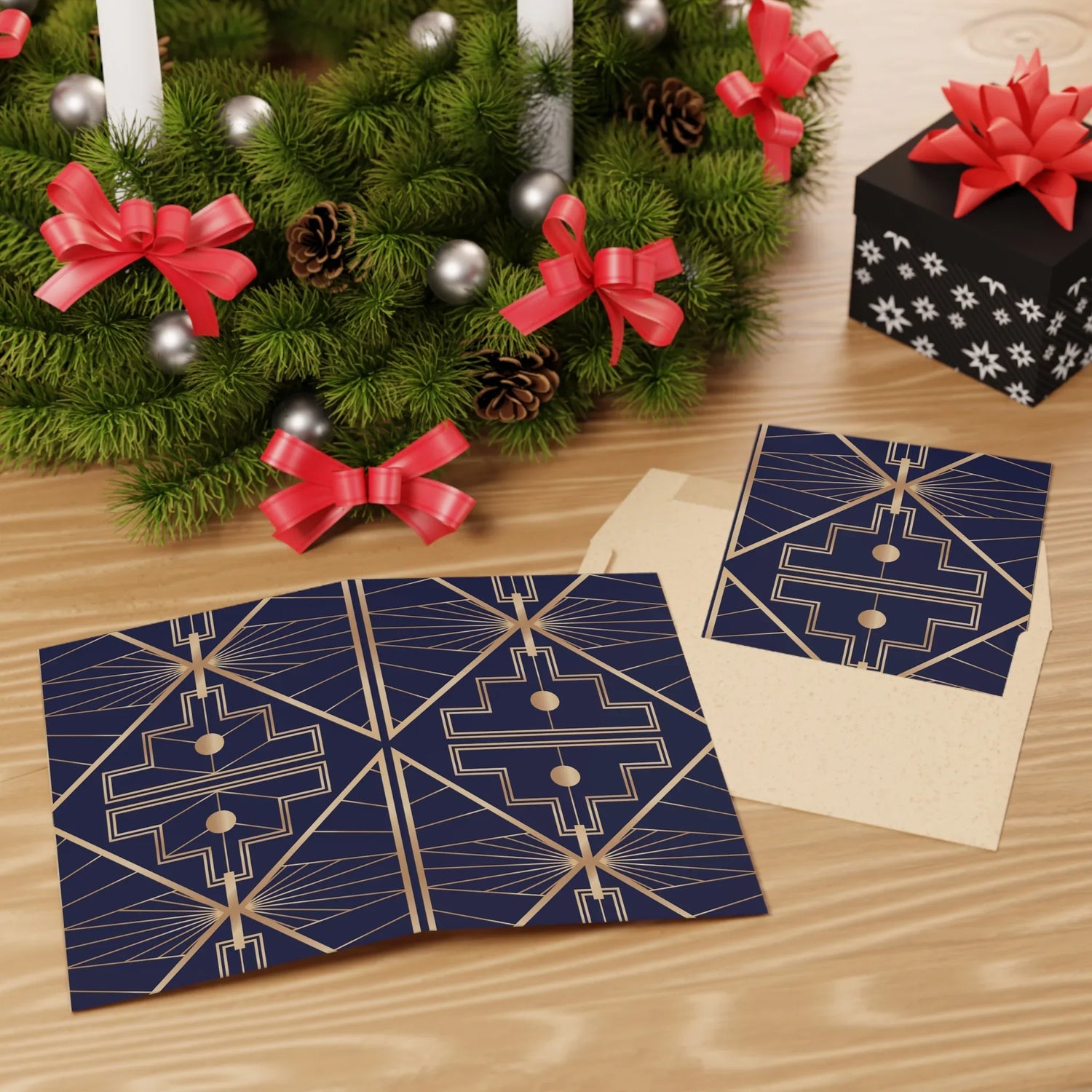 Art Deco Patterns Blue #8 Leaf Greeting Card - Elegant - Laure Leprince - Artiste Peintre