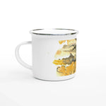 Mug en émail blanc 35 cl Colline d'or– Léger, vintage et résistant - Laure Leprince - Artiste Peintre