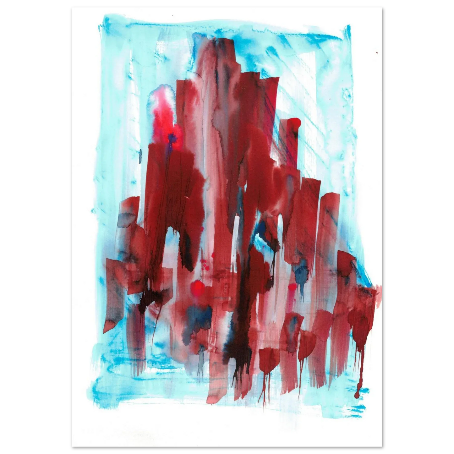 Abstract Cityscape Watercolor Art Print RDJ3-1 – Premium Matte Paper Poster in various sizes - Laure Leprince - Artiste Peintre