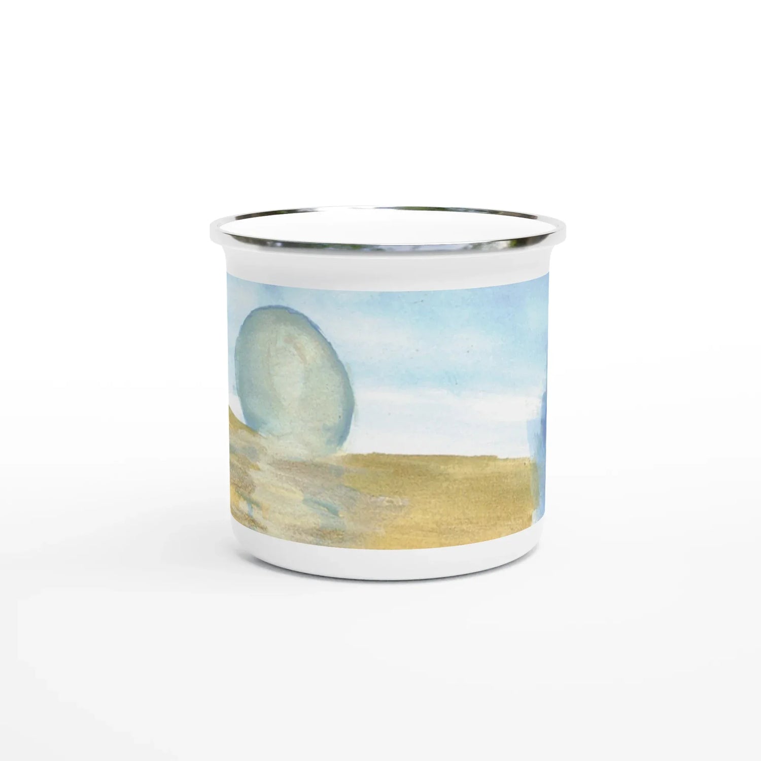 Mug en émail blanc 35 cl Blue Horizon – Léger, vintage et résistant - Laure Leprince - Artiste Peintre
