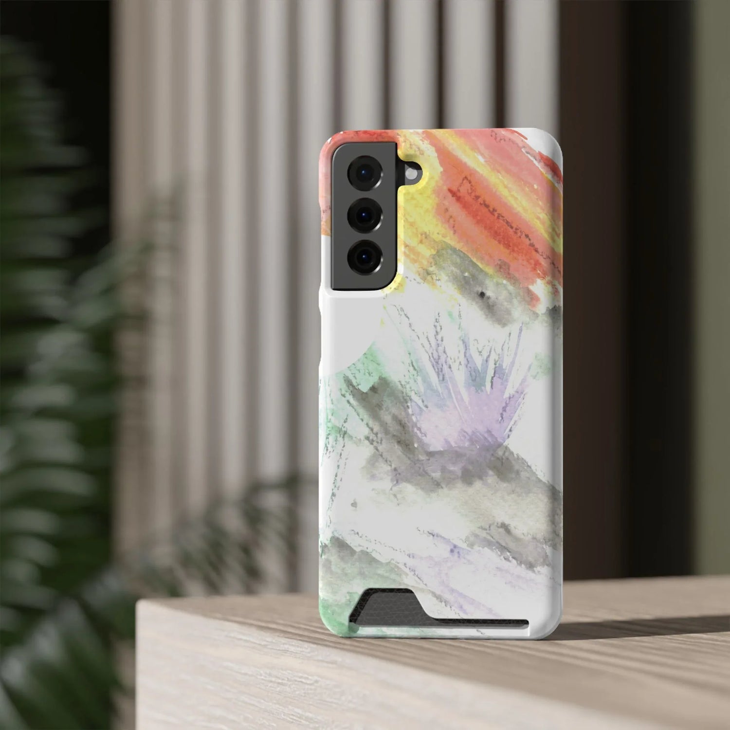 Samsung Phone Card Case Lavander Drift — Yellow Watercolor Flower Wallet - Laure Leprince - Artiste Peintre